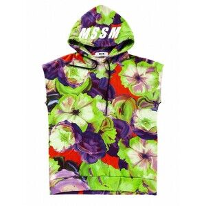 MSGM Milano Sleeveless Floral Hoodie Sz M Bright Streetwear Dopamine Style NWOT